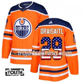 Edmonton Oilers tröja Leon Draisaitl 29 Adidas 2017-2018 Orange USA Flag Fashion Authentic - NHL Tröjor Barn
